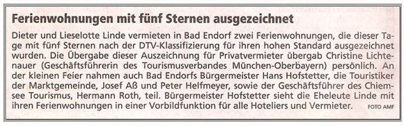 Ferienwohnung mit 5 Sternen ausgezeichnet