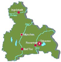 Modifizierte Karte von Oberbayern von www.ferienwohnungen.de